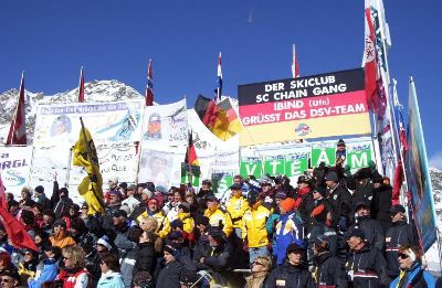 Fan-Tribüne in Sölden